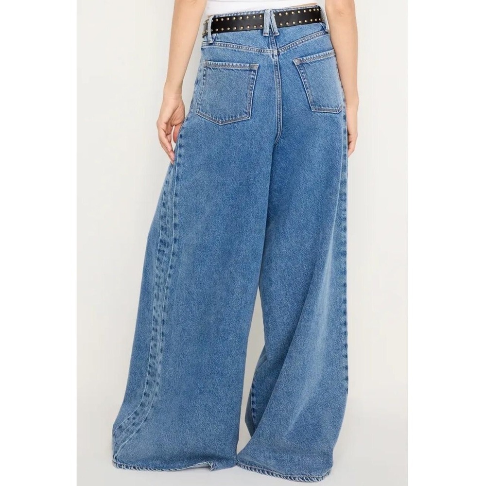 Good American Jeans Womens 6/28 Blue High Rise Paneled Wide Leg Denim Baggy - Picture 2 of 10